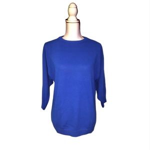 Vintage 80s/90s Lady Darian Blue Quarter Sleeve Sweater